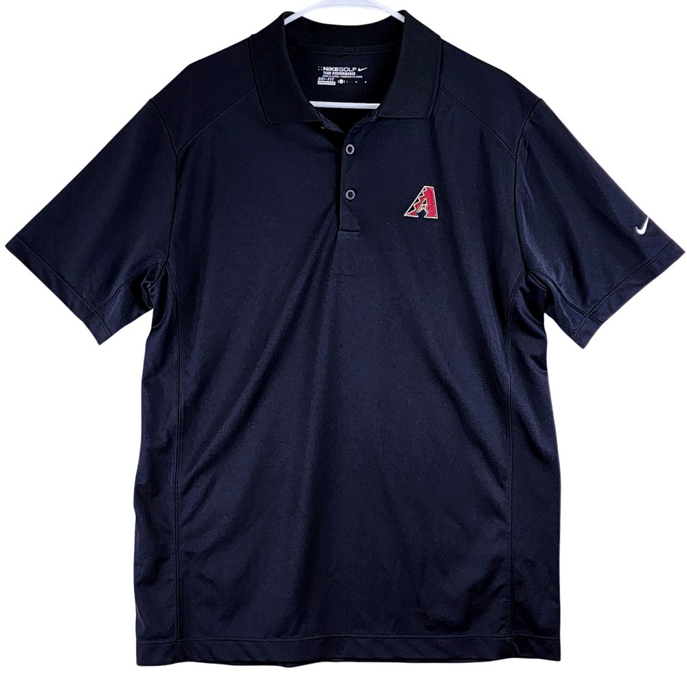 Arizona Diamondbacks Nike Golf Polo Shirt Mens Large Black Dri-FIT MLB Sport